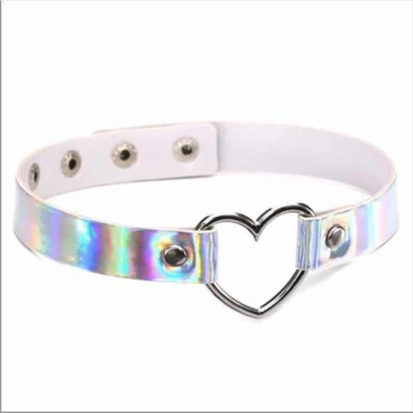 Jewelry - Heart Choker Metal Hearth Soft Vegan Leather